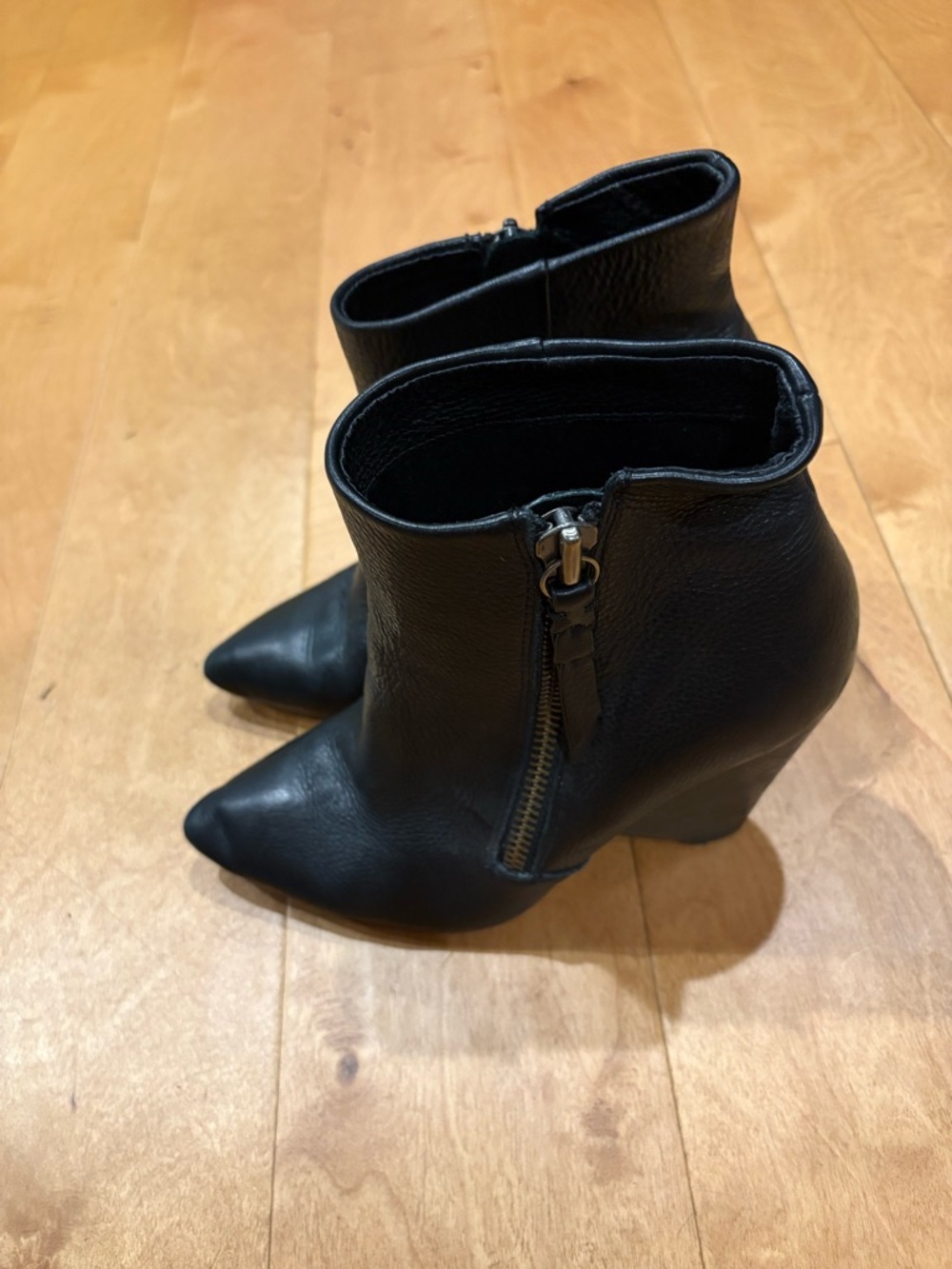 Splendid Neva ankle boots booties zipped cone heel pebbles leather black sz 8.5 - Picture 5 of 9